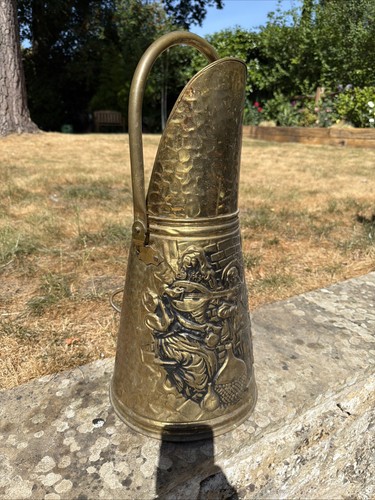 Tall embossed brass coal - brass, log