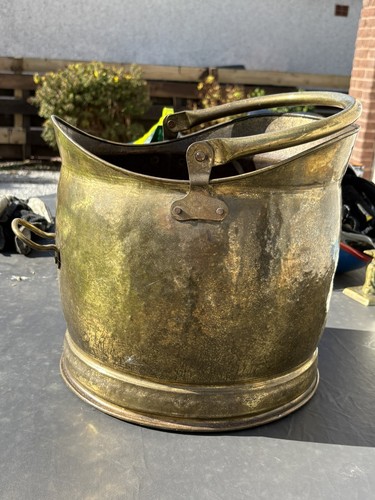 Vintage brass coal scuttle - brass,