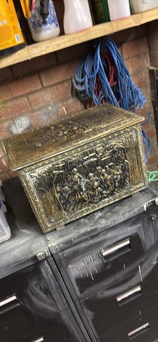 Vintage brass coal box - brass,