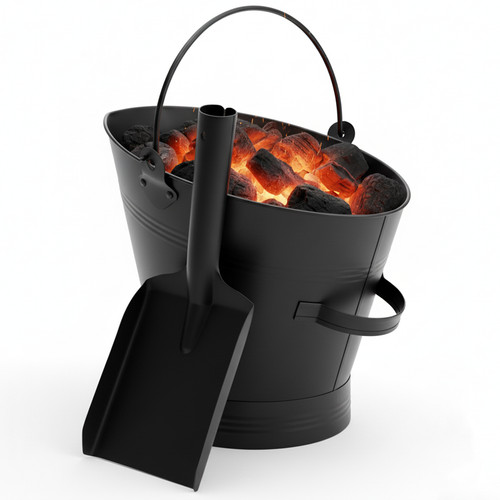 Black steel bucket shovel - steel,