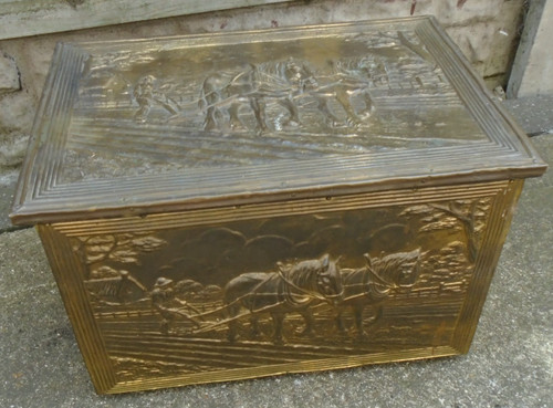 Vintage brass wood coal - brass, &