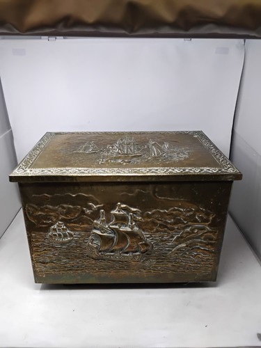 Vintage wooden brass embossed - wooden,