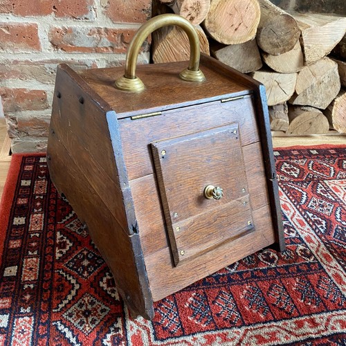 Antique wood brass log - &,